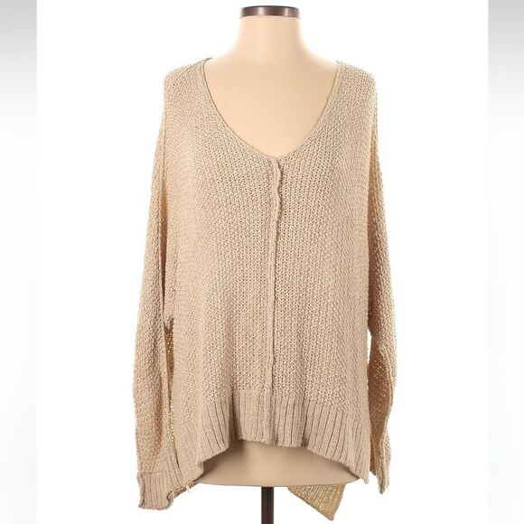 Lulus Write Me a Poem Beige Loose Knit Oversized Beachy Sweater Size Small - Picture 2 of 13
